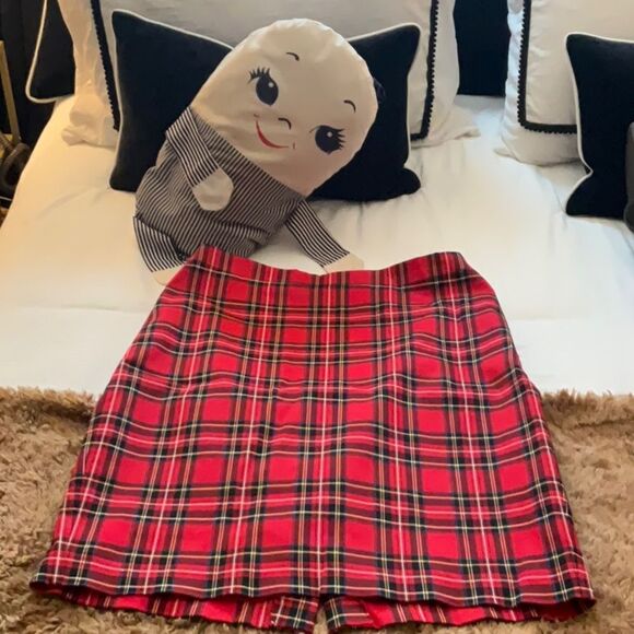J. Crew Factory Vibrant Red Plaid Skirt - Picture 1 of 5